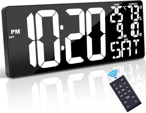 Large Digital Wall Clock with Remote Control 17.2" LED Large Display Timer with