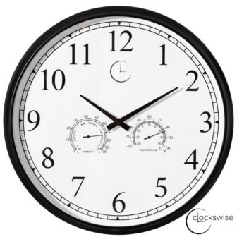 18 in. Large Outdoor Wall Clock Thermometer Combo, Waterproof Hygrometer Silent Battery-Operated...