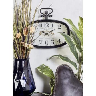 18 in. x 16 in. White Metal Pocket Watch Style Wall Clock