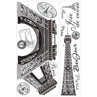 18 in. x 40 in. Eiffel Tower 13-Piece Peel and Stick Giant...