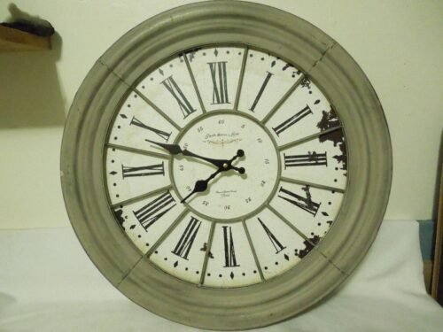 18"Metal Quartz Wall Clock Grand Hotel Distressed Antique Style New Movement USA