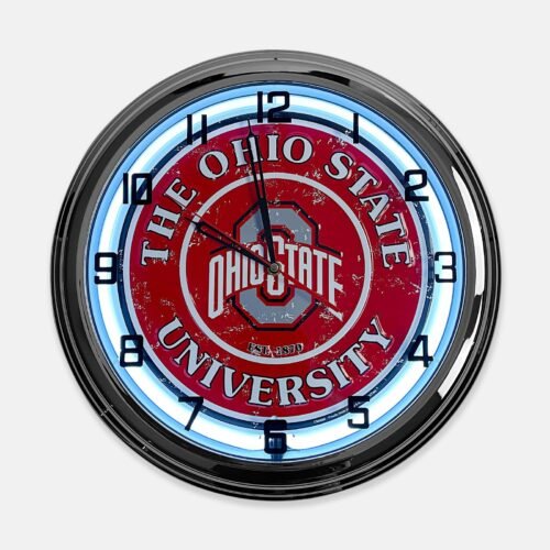 18" Ohio State Buckeyes Metal Sign Designed White Neon Clock - SIGNBOX-QLN720373