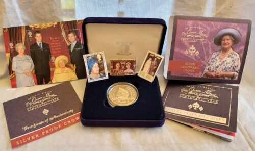 1900 2000 Queen Mother Elizabeth II Solid Silver Coin Old Medal The Crown Stamps