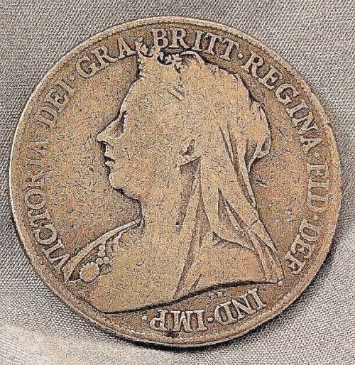 1900 QUEEN VICTORIA CROWN Solid Silver Antique Coin 20th Century Old Vintage UK