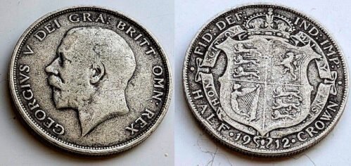 1912 Half Crown Solid Silver Antique Old Coin Year Titanic Ship Sank Vintage UK