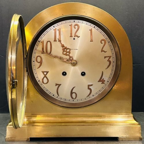1920's Seth Thomas Doric No 4. 12" Dome Brass Finish Mantle Clock Working