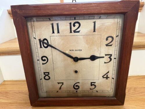 1929 Balcony Pendulum Clock By NEW Haven Clock Co.Wood Case Paper Dial with key
