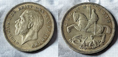 1935 50% Sterling Silver Crown Coin King George V Vintage Rocking Horse Antique