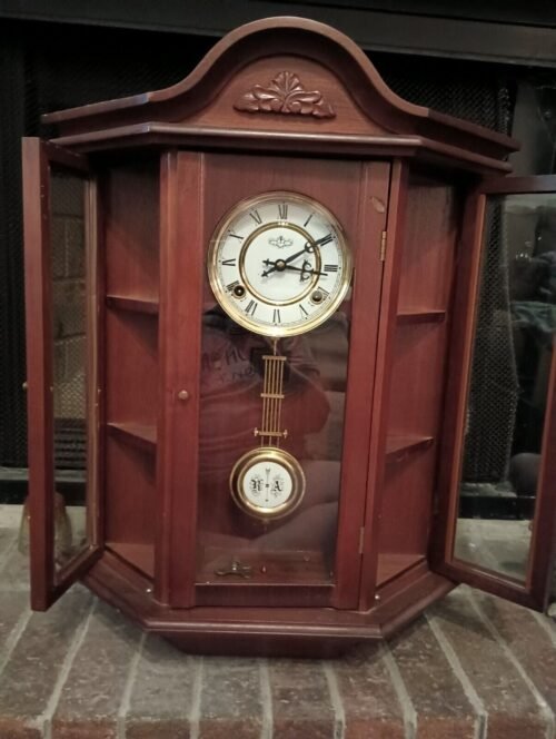 1950 D&A Wall Curio Quartz Wind Up Grandfather Clock