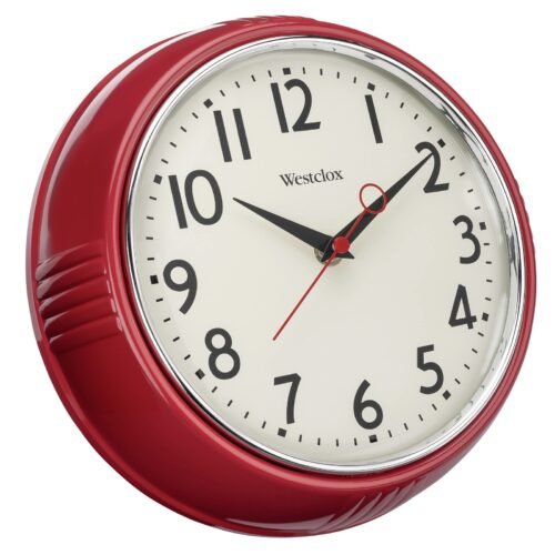 1950 Kitchen Wall Clock 9.5Inch Red