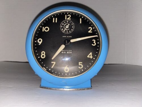 1950s Rare Blue Westclox Big Ben Wind Up Loud Alarm Clock Made In The USA! Read!