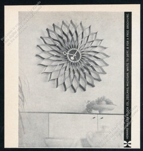 1959 George Nelson Sunflower Clock Howard Miller vintage print ad