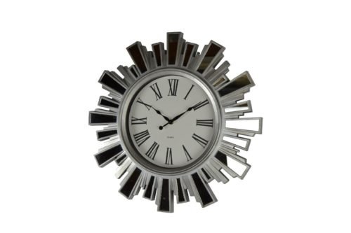 19.5" Inch Silver and Mirror Starburst Wall Clocks battery operated