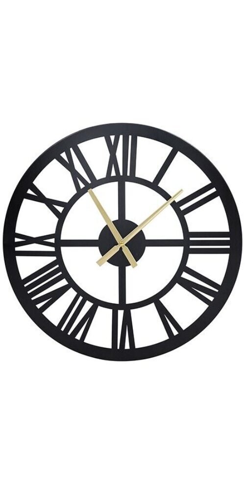 19.5" Industrial Large Wall Clock,Round Metal Wall Clocks Roman Numerals Style