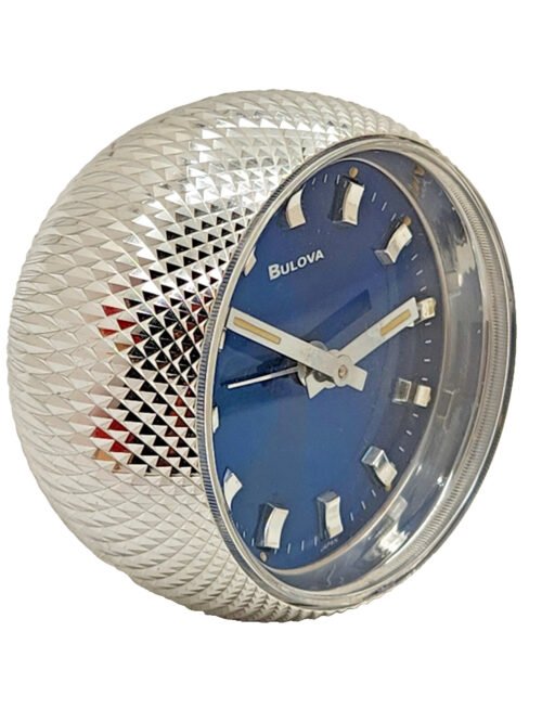 1960'S MID CENTURY BULOVA Silver Orb Alarm Clock - Working - Vintage