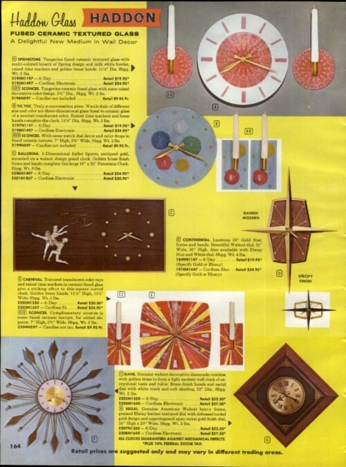1963 PAPER AD 4 Page Pop Art Wall Clocks COLOR Golden Rays See Thru Numechron