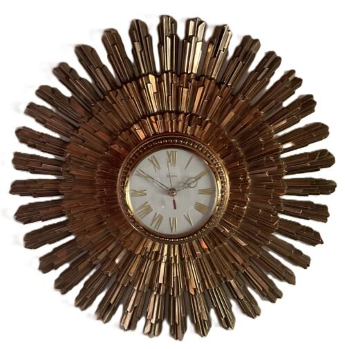 1969 Syroco MCM Gold Sunburst Large 23 Inch Diameter Wall Clock-Untested