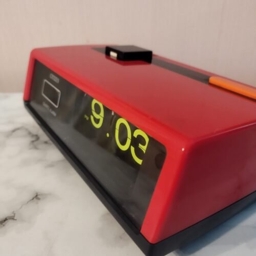 1970s Red Flip Alarm Clock CITIZEN Battery Operated Working Tested Japan