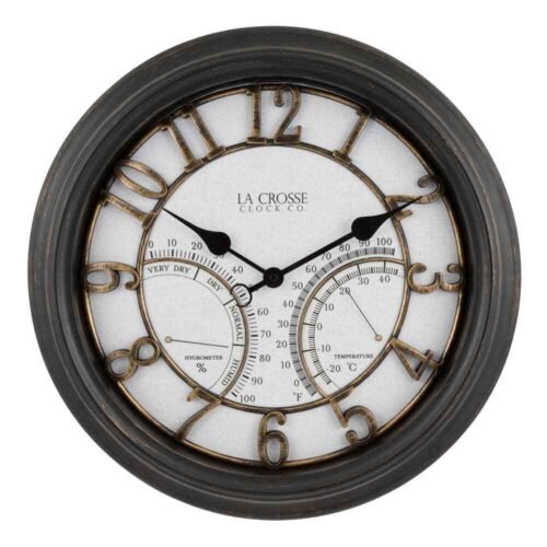 19.7 in. Indoor/Outdoor Courtyard Oil-Rubbed Bronze Quartz Analog Wall Clock