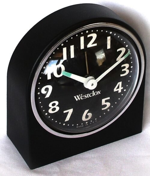 1990s Westclox USA Clarion #15738 Manual Wind Deco Alarm Clock Works Great VGC