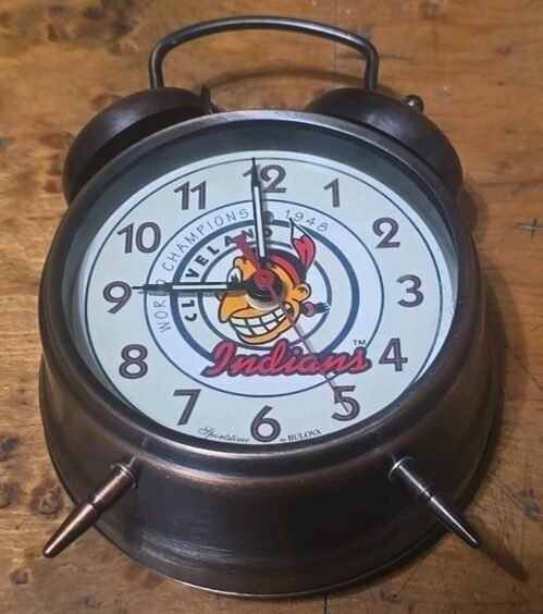1995 MLB Sportstime Bulova Alarm Clock World Champions 1948 Cleveland Indians