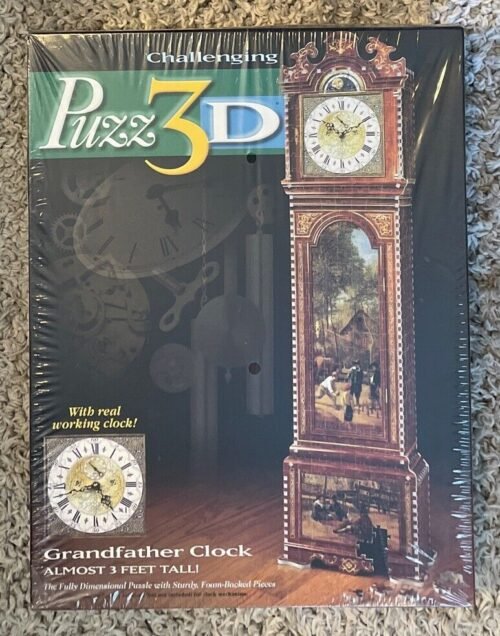 1997 Puzz 3D Grandfather Clock 777 Pcs.- SEALED NEW- Torn Cellophane