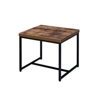 19 in. Brown and Black Rectangular Wood End Table with Sled Legs