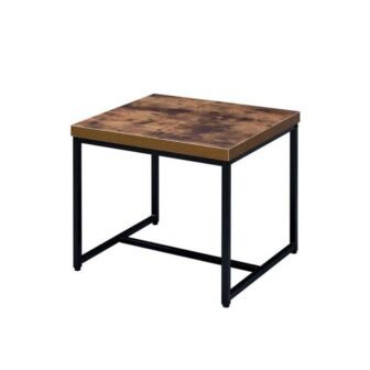 19 in. Brown and Black Rectangular Wood End Table with Sled Legs