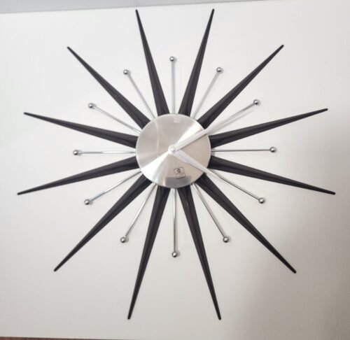 19 Inch Silver Atomic Starburst Wall Clock ~ CUPECOY Design ~ Battery Operated