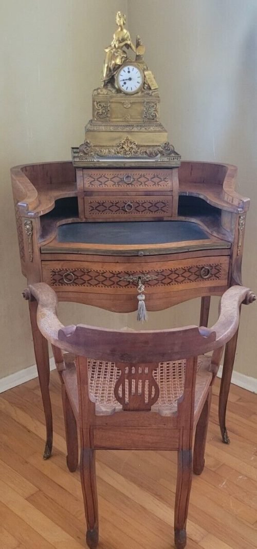 19th Century Allegorical Gilt Bronze Figural Mantel Clock