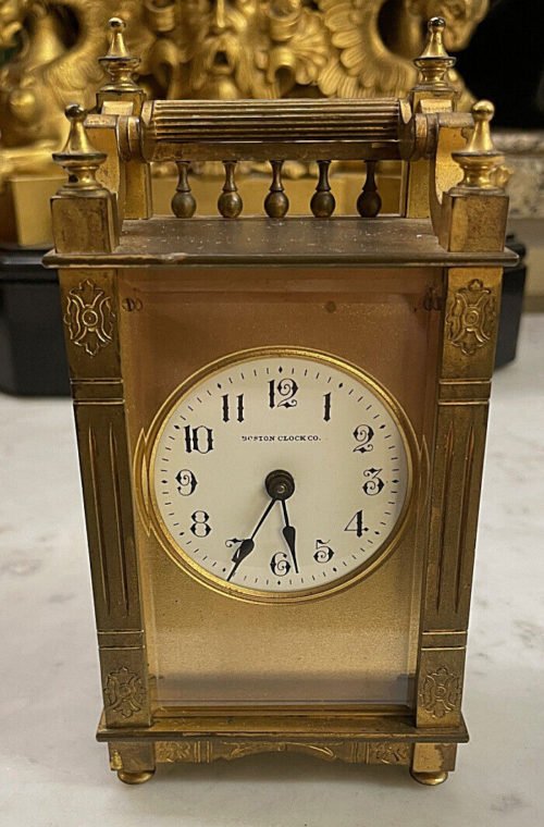 19th Century Brass Boston Clock Company Carriage Clock