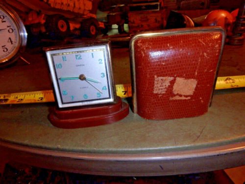 1H-5 vintage travel.sidetable alarm clocks- Clinton 7 jewel 2 pinney-walker etc