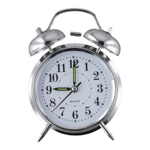1pc Bedside Traditional/Classic Saxon Wind Up Double Bell Alarm Clock Chrome New