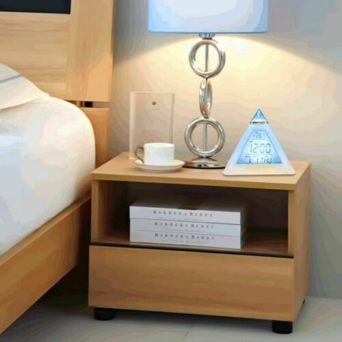 1PCS Alarm Clock Pyramid 7 Color Changing Timer Night Light Temperature Date