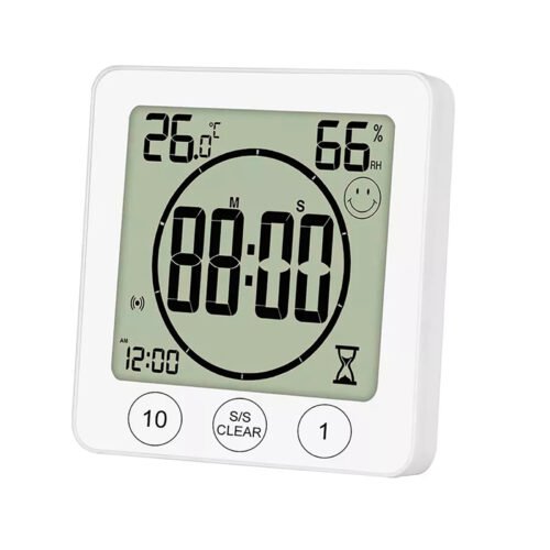 1 PC White Waterproof Shower Bathroom Clock Home LCD Digital Display Alarm