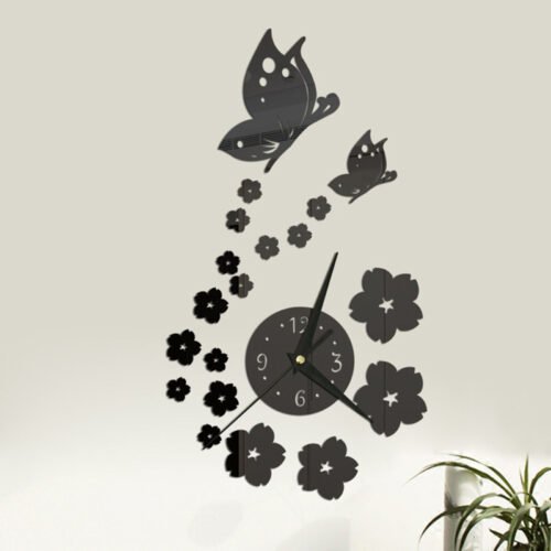 1 Set Hanging Wall Clock Self-adhesive Decoration Energy-saving Hanging Wall