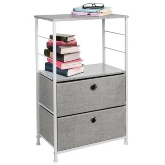 2-Drawer Gray Nightstand 33.75 in. H x 21.62 in. W x 11.75...