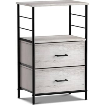 2-Drawer Greige Nightstand 33.75 in. H x 21.62 in. W x 11.75...