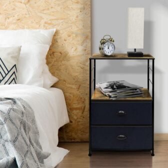 2-Drawer Rustic Black Nightstand 33.75 in. H x 21.62 in. W x...