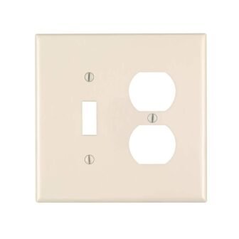 2-Gang Light Almond 1-Toggle / 1-Duplex Outlet/Receptacle Nylon Midway/Midsize Wall Plate (1-Pack)...