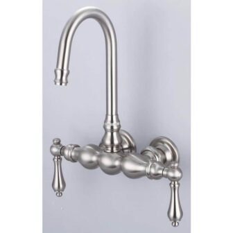 2-Handle Wall Mount Vintage Gooseneck Claw Foot Tub Faucet with Lever Handles...