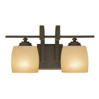 2-Light Bronze Vanity Light with Scavo Glass Shade