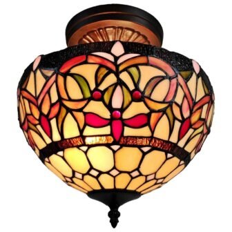 2-Light Tiffany Style Pendant with Glass Shade