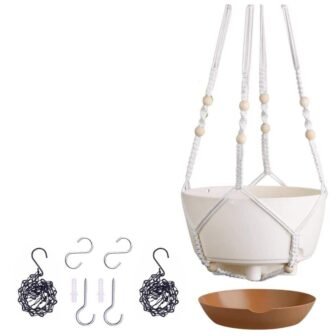 2-Pack White Plastic Hanging Planters for Indoor Plants with Self-Watering and 2...