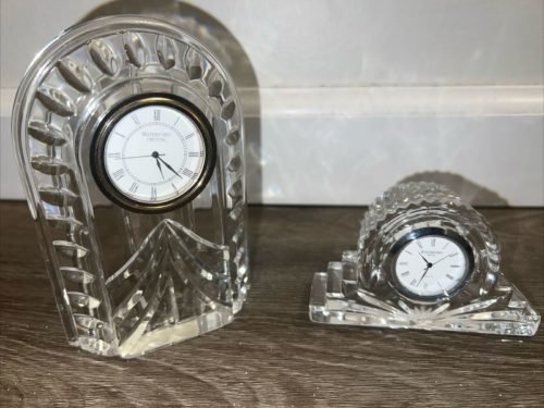2-pc Waterford Crystal Cut Overture Pattern & Mantle Clock