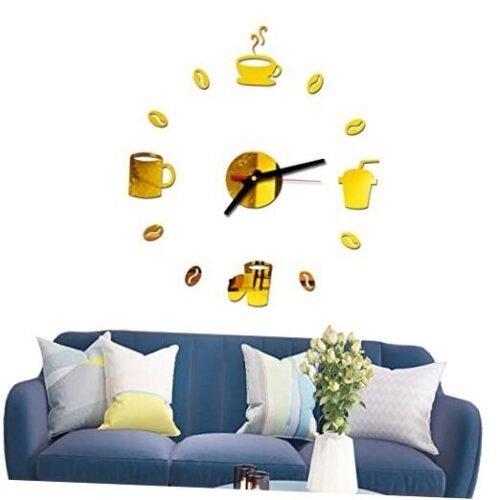 20-30 Inch Adjustable Coffee Time 3D Frameless Large DIY Acrylic Wall Clock,
