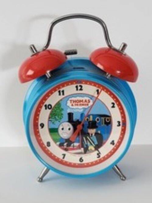 2001 THOMAS THE TANK ENGINE & FRIENDS Working Twin Bell Alarm Clock ~ Red & Blue