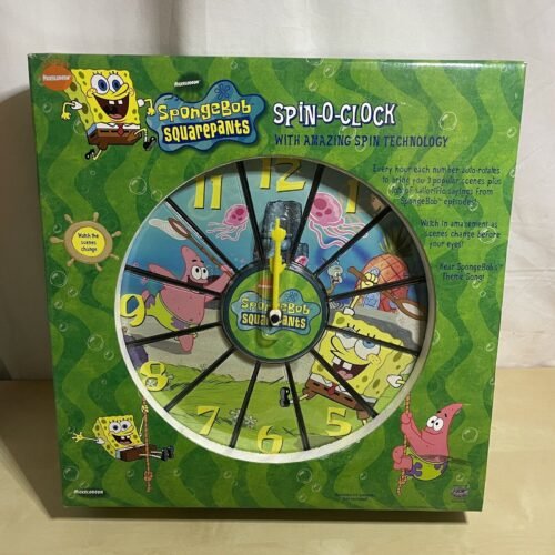 2002 SpongeBob SquarePants Spin-O-Clock RARE Wall Clock Nickelodeon With Box