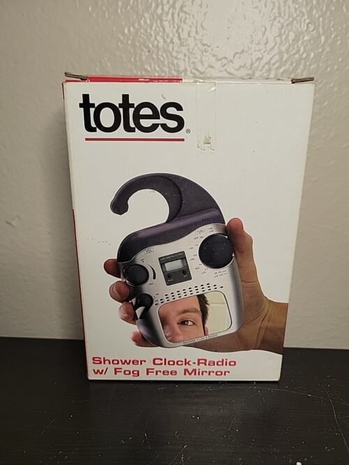 2003 Totes Shower Clock Radio With Fog Free Mirror Mint