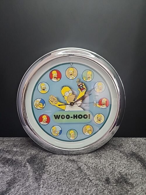 2004 HOMER SIMPSON Talking Woo-Hoo! Wall Clock 13" Tested & Working